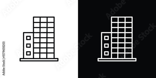Office block icon in trendy stroke liner style. Set of Website icon vector.