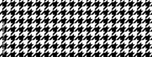 Houndstooth pattern. Repeated dogtooth background. Pied de poule textile motif. Plaid, scarf or cloth fabric print. Classic tweed design. Checkered duotone ornament. Vector graphic illustration.