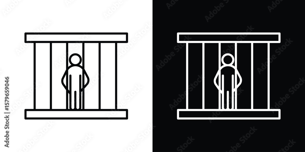 Fototapeta premium Jail icon in trendy stroke liner style. Set of Website icon vector.
