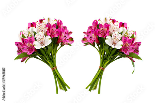 Wallpaper Mural Two bouquets of pink and white alstroemeria flowers isolated on transparent background Torontodigital.ca