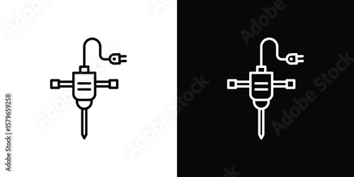 Hydraulic breaker icon in trendy stroke liner style. Set of Website icon vector.