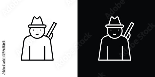 Hunter icon in trendy stroke liner style. Set of Website icon vector.