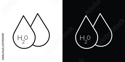 H2o icon in trendy stroke liner style. Set of Website icon vector.