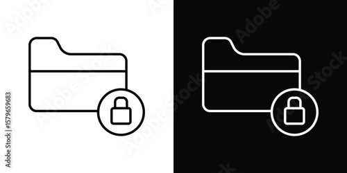 Folder security icon in trendy stroke liner style. Set of Website icon vector.