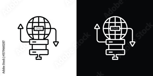 DNS icon in trendy stroke liner style. Set of Website icon vector.