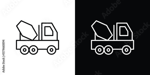 Canvastavla Cement truck icon in trendy stroke liner style