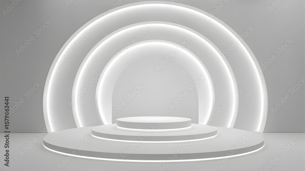 Obraz premium White Abstract 3D Tunnel with Geometric Columns