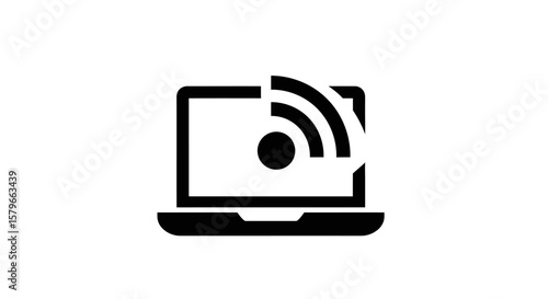 Laptop WiFi Signal Solid Icon