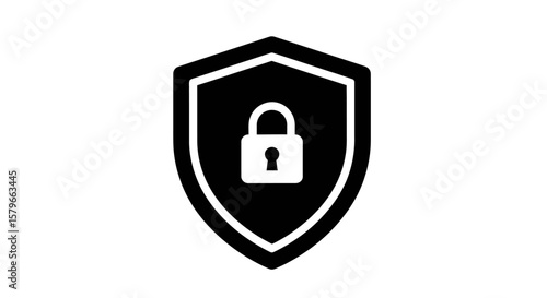 Security Shield with Lock Solid Icon