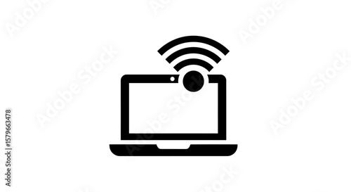 Wireless Laptop Connection Solid Icon