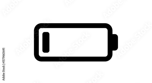 Empty battery icon, low power, minimal design, simple graphic representation of depleted energy.