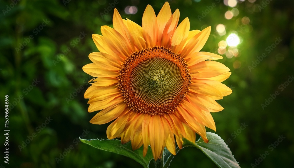 Obraz premium bright and vibrant sunflower in full bloom against green foliage background