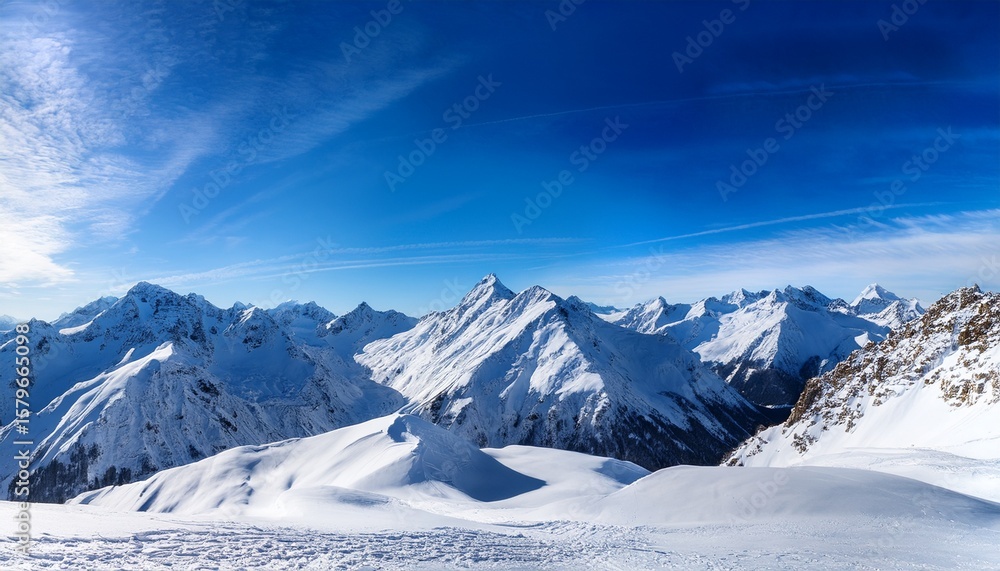 Obraz premium a snowy mountain range under a bright blue sky