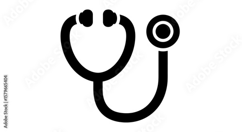 Black and white illustration of a medical stethoscope.
