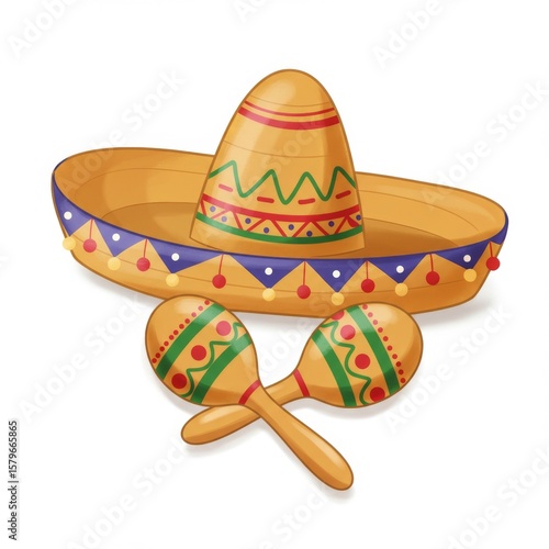Sombrero and Maracas Illustration
