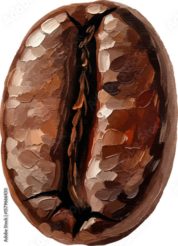 A Single Coffee Bean with oil painting