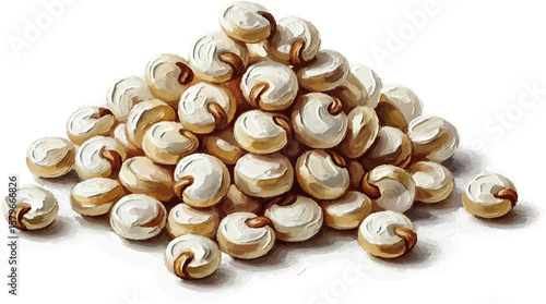 A Pile of White Quinoa with oil painting