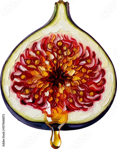 Fig with Honey Drip with oil painting