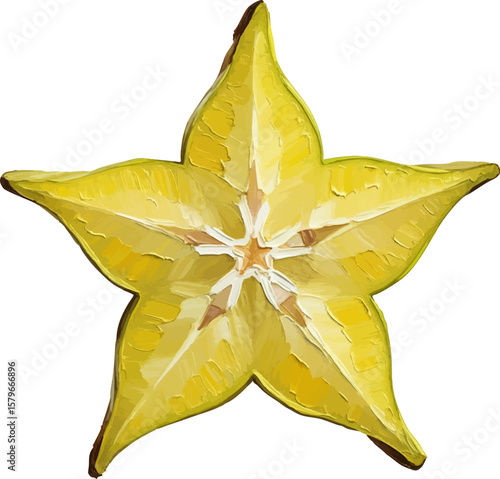 A Starfruit Slice with oil painting