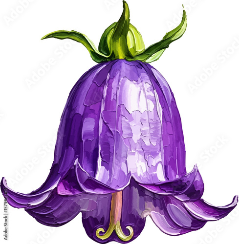 A Purple Canterbury Bell with oil painting