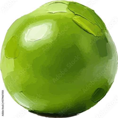 A Single Green Pea with oil painting