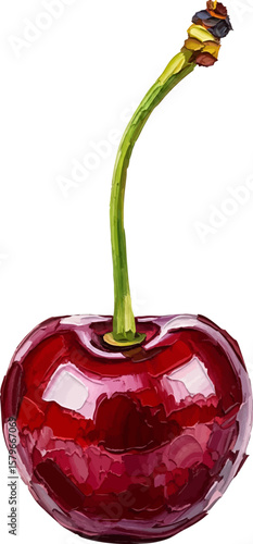 A Single Bing Cherry with oil painting