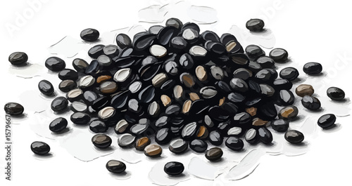 A Handful of Chia Seeds with oil painting