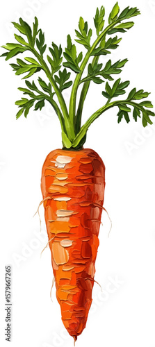 A Single Carrot with oil painting