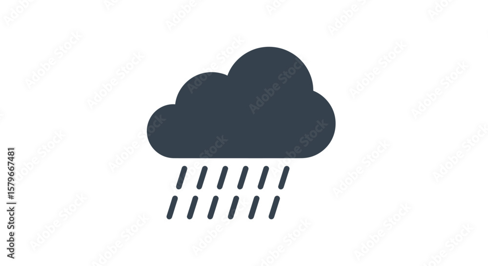 Rainy Cloud Icon - Weather Forecast Flat Rainy Cloud Icon - Weather Forecast Flat