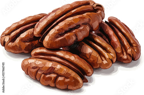 A Handful of Pecans with oil painting