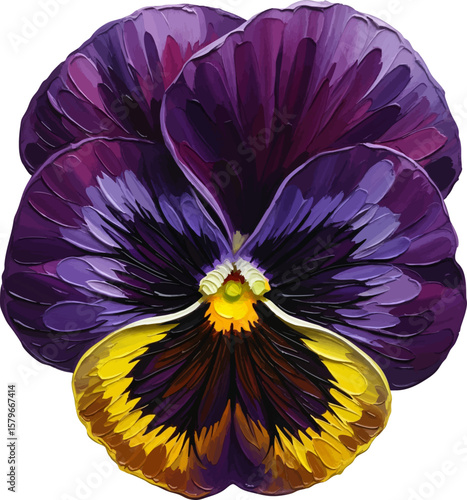 A Purple Pansy with oil painting