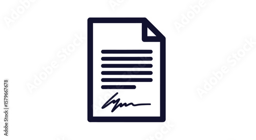 Simple illustration of a document with text and a signature, representing agreement.