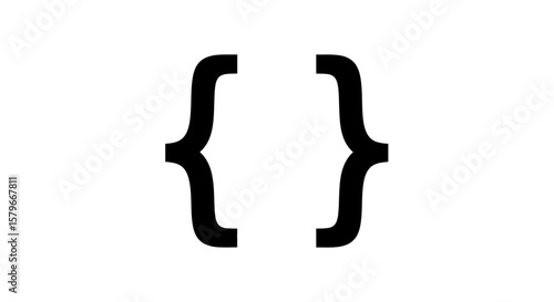 Black curly braces symbol isolated on a clean white background, representing grouping.