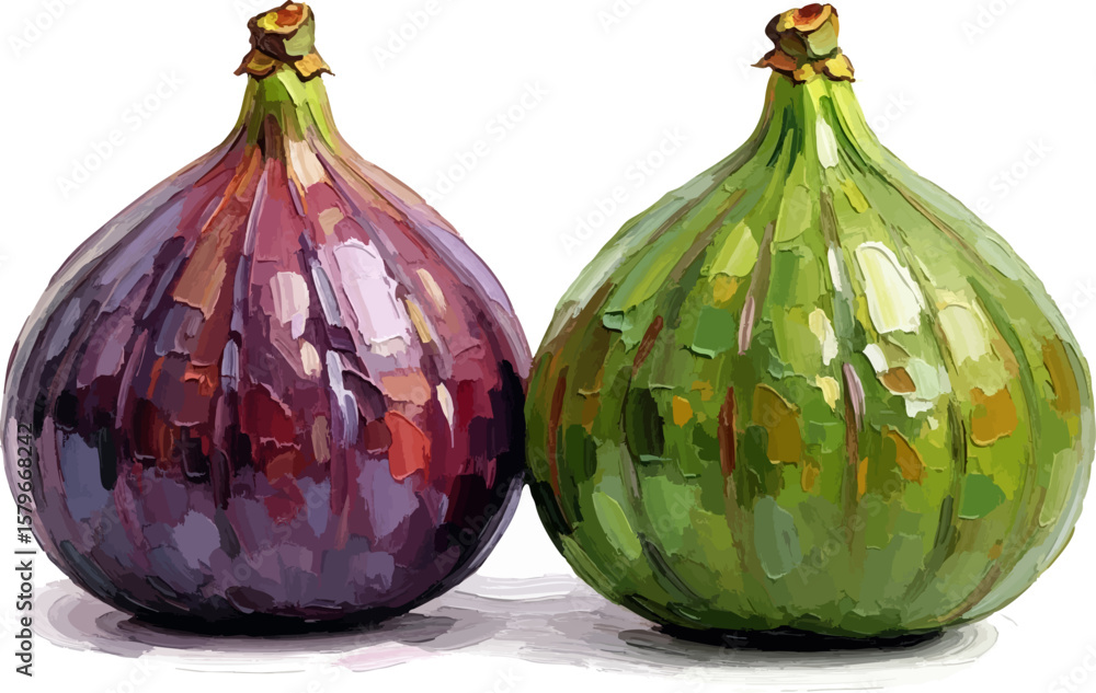 Naklejka premium Two Figs with oil painting