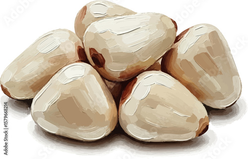 A Handful of Pine Nuts with oil painting