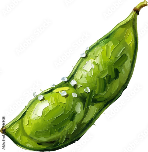 Steamed Edamame with oil painting