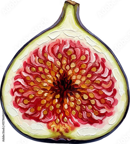 Fig Cross-Section Texture with oil painting