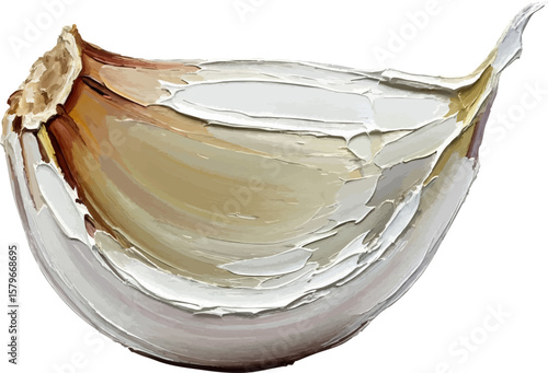 A Peeled Garlic Clove with oil painting