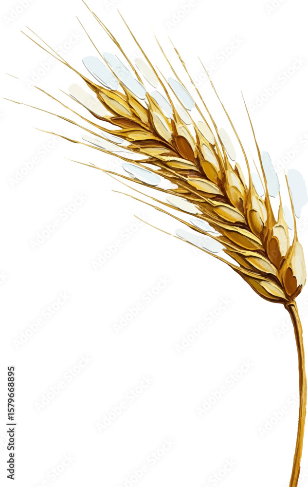 Fototapeta premium Bending Ear of Wheat with oil painting