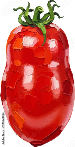 A San Marzano Tomato with oil painting