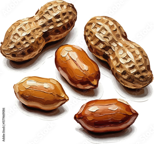 Scattered Roasted Peanuts with oil painting