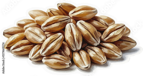 A Pile of Hulled Barley with oil painting