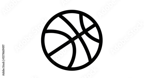 A simple black outline illustration of a basketball, showing its iconic panel lines.