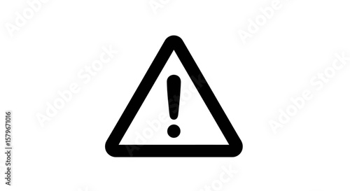 Black outline warning triangle with exclamation point graphic.