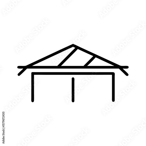 Simple slatted roof illustration in a minimalist style  