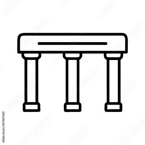 Line art illustration of a classical architecture table with columns  