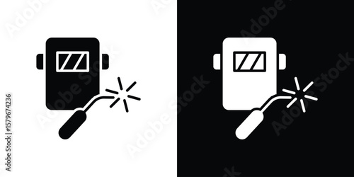 Schilderij op canvas Welding icon Flat Solid Style in black and white colors