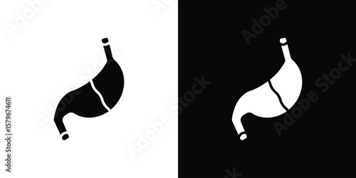 Tableau sur toile Stomach with Liquids icon Flat Solid Style in black and white colors