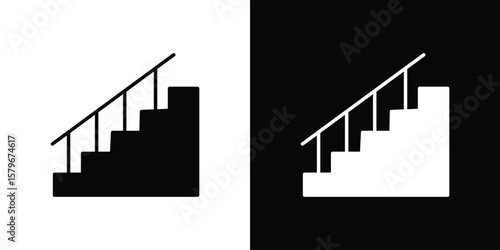Bild auf Leinwand Stairs icon Flat Solid Style in black and white colors