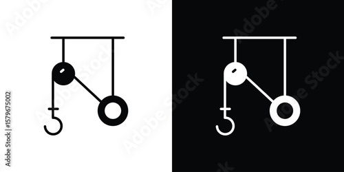 Photos Pulley icon Flat Solid Style in black and white colors